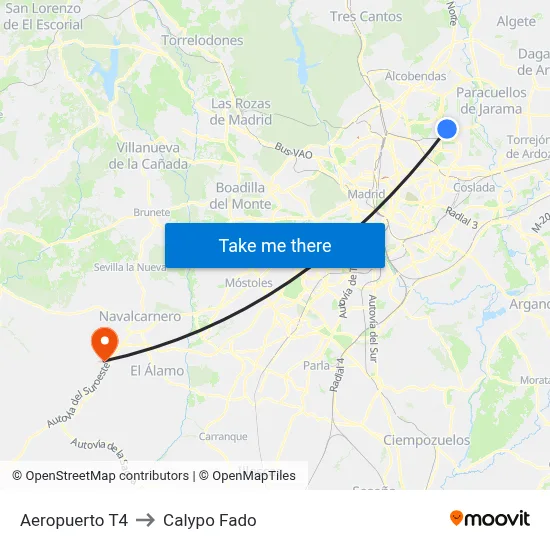 Aeropuerto T4 to Calypo Fado map