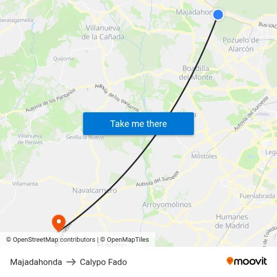 Majadahonda to Calypo Fado map