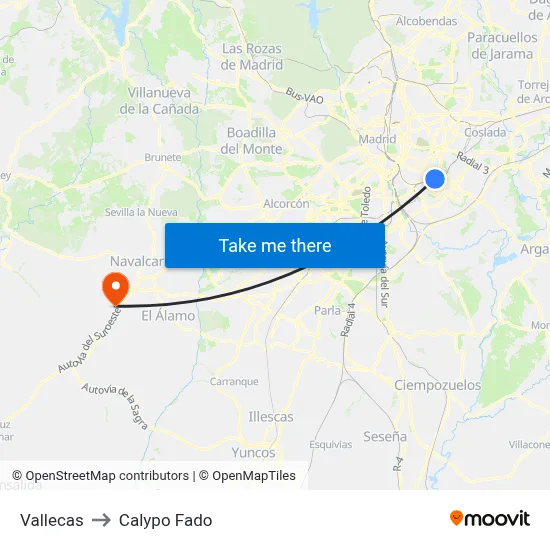 Vallecas to Calypo Fado map