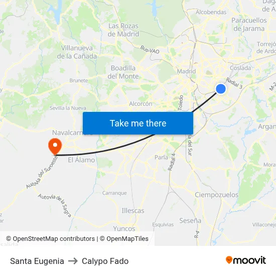Santa Eugenia to Calypo Fado map