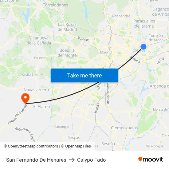 San Fernando De Henares to Calypo Fado map