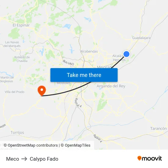 Meco to Calypo Fado map