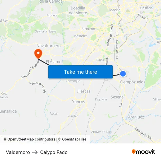 Valdemoro to Calypo Fado map