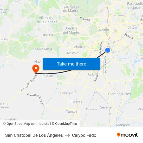 San Cristóbal De Los Ángeles to Calypo Fado map