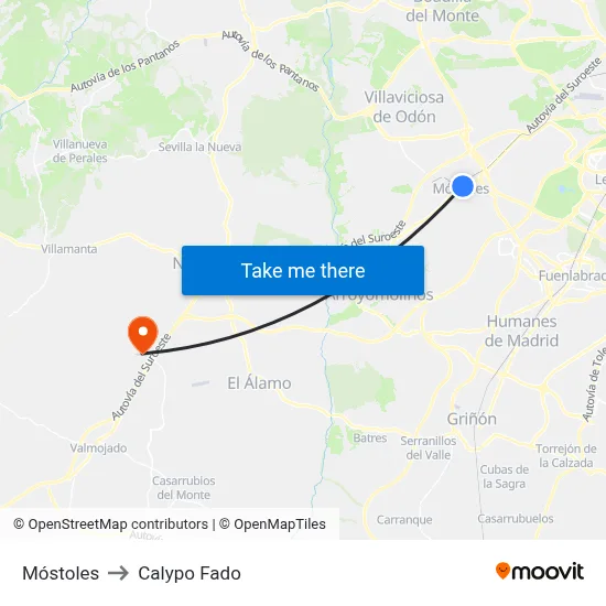 Móstoles to Calypo Fado map