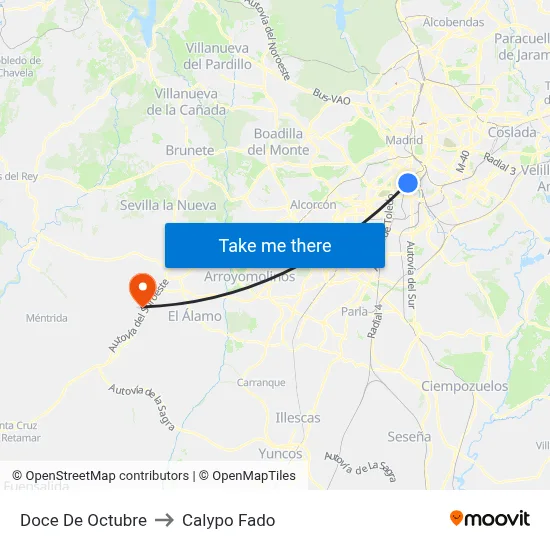 Doce De Octubre to Calypo Fado map