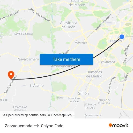 Zarzaquemada to Calypo Fado map