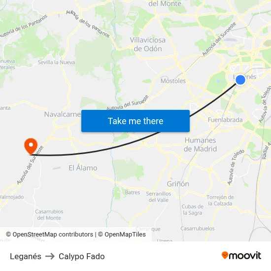 Leganés to Calypo Fado map
