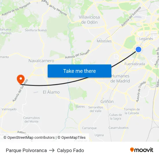 Parque Polvoranca to Calypo Fado map