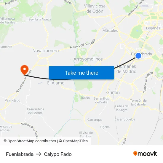 Fuenlabrada to Calypo Fado map