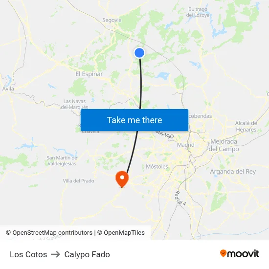 Los Cotos to Calypo Fado map