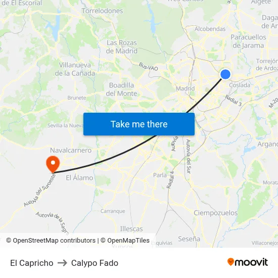 El Capricho to Calypo Fado map
