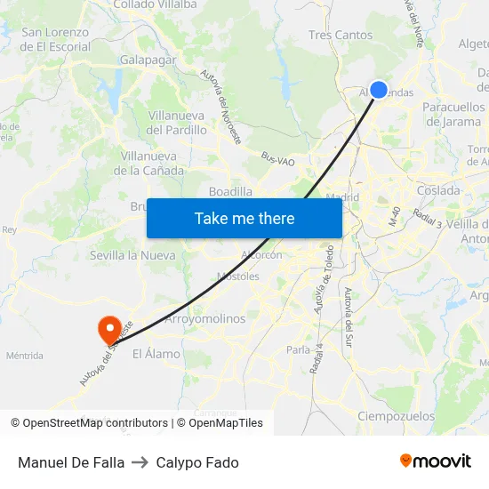 Manuel De Falla to Calypo Fado map