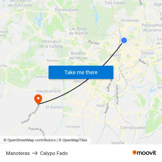 Manoteras to Calypo Fado map