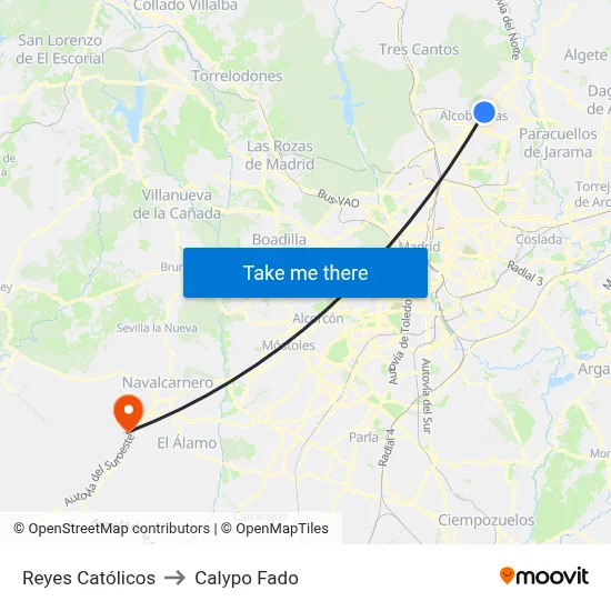 Reyes Católicos to Calypo Fado map