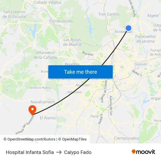 Hospital Infanta Sofía to Calypo Fado map