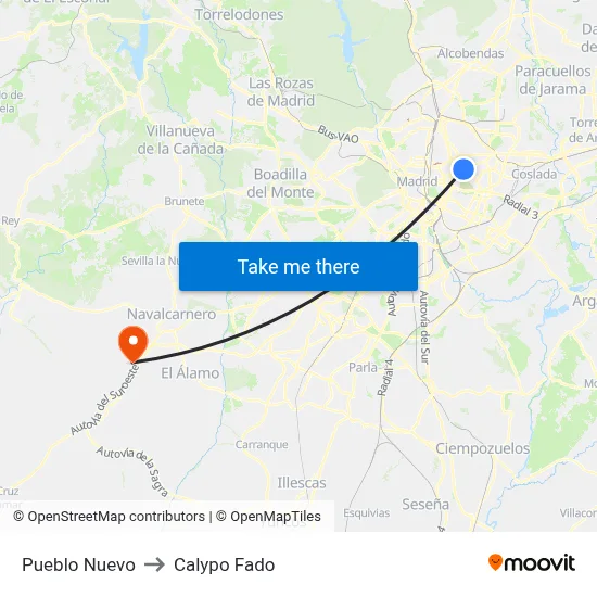 Pueblo Nuevo to Calypo Fado map
