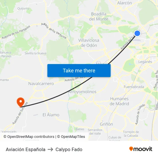 Aviación Española to Calypo Fado map