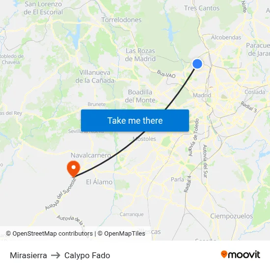 Mirasierra to Calypo Fado map