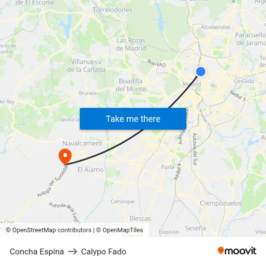 Concha Espina to Calypo Fado map