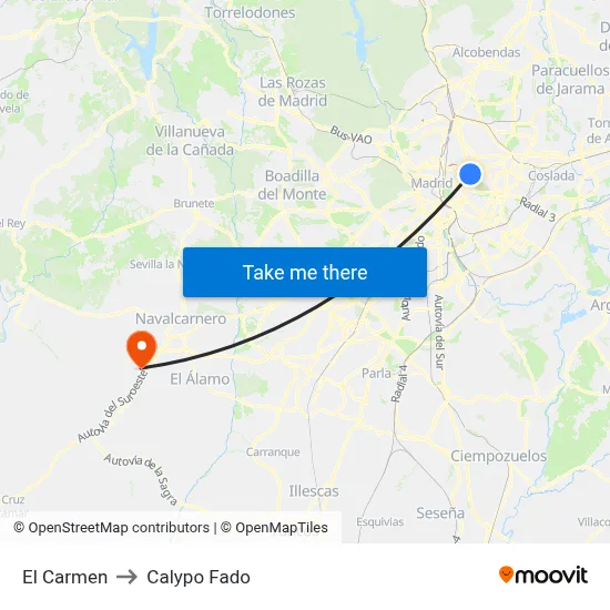 El Carmen to Calypo Fado map