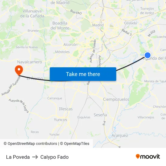 La Poveda to Calypo Fado map