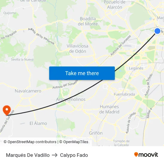 Marqués De Vadillo to Calypo Fado map