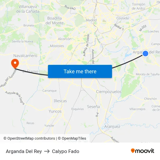 Arganda Del Rey to Calypo Fado map