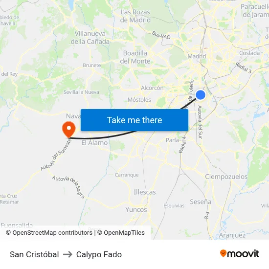 San Cristóbal to Calypo Fado map