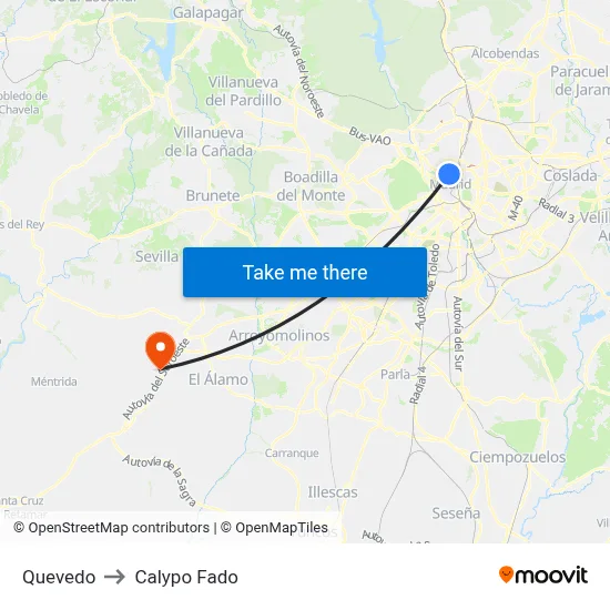 Quevedo to Calypo Fado map