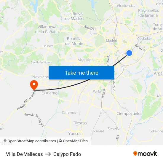 Villa De Vallecas to Calypo Fado map