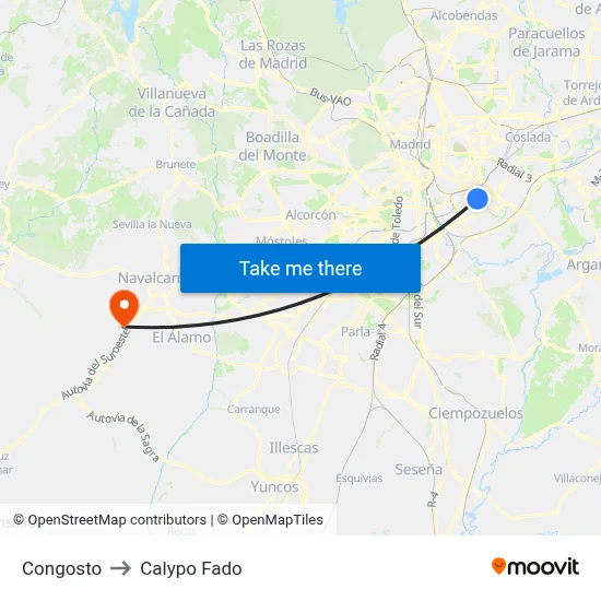 Congosto to Calypo Fado map