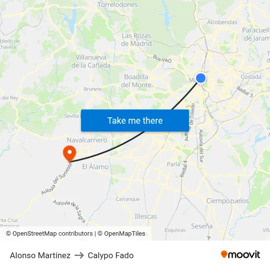 Alonso Martínez to Calypo Fado map