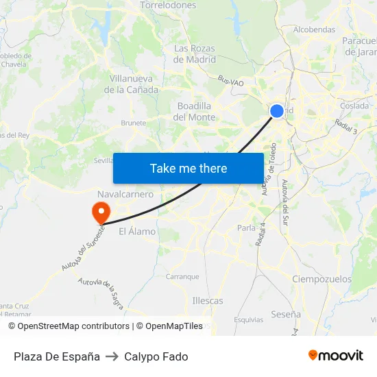 Plaza De España to Calypo Fado map