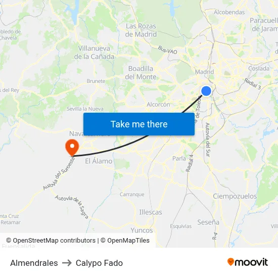 Almendrales to Calypo Fado map