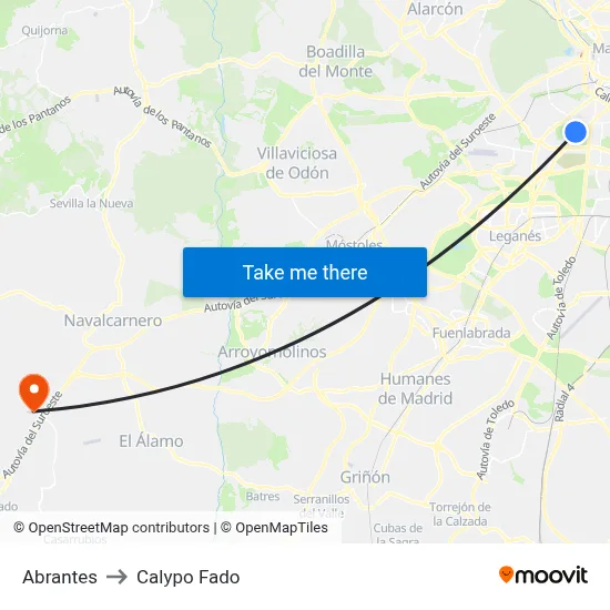 Abrantes to Calypo Fado map