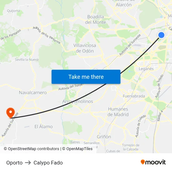 Oporto to Calypo Fado map