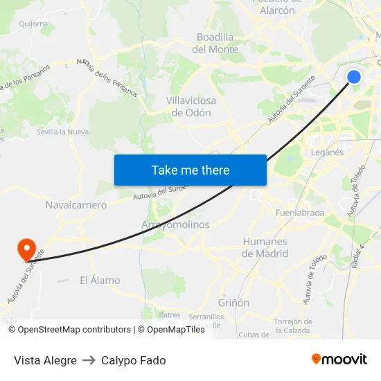 Vista Alegre to Calypo Fado map