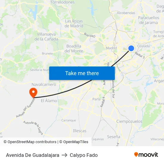 Avenida De Guadalajara to Calypo Fado map