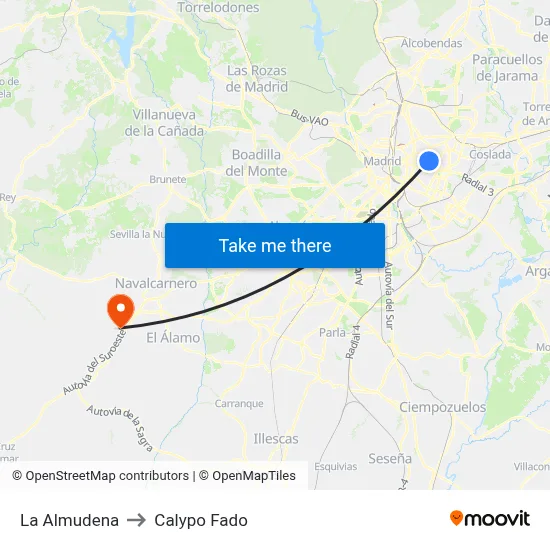 La Almudena to Calypo Fado map