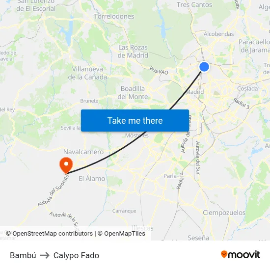 Bambú to Calypo Fado map