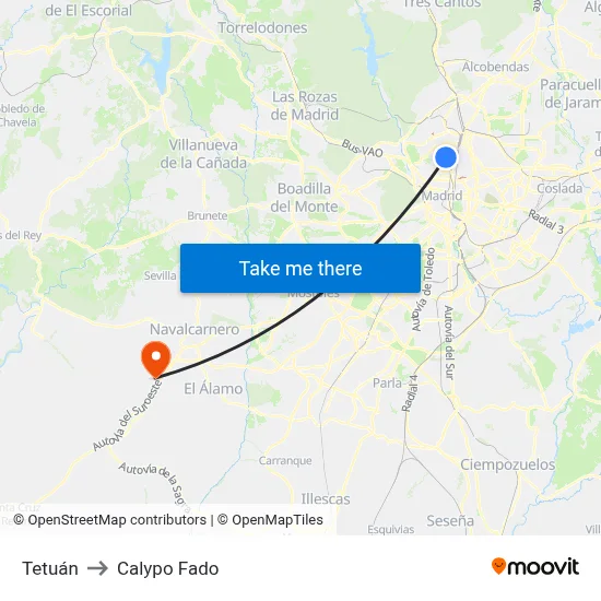 Tetuán to Calypo Fado map