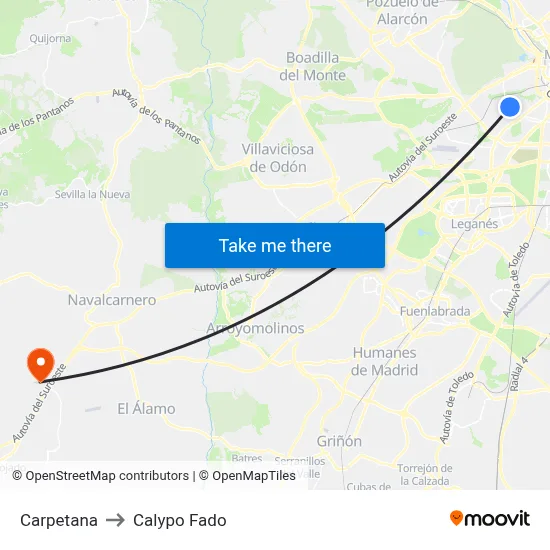 Carpetana to Calypo Fado map