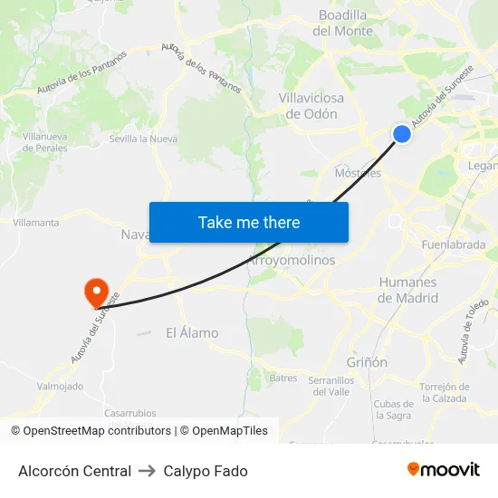 Alcorcón Central to Calypo Fado map