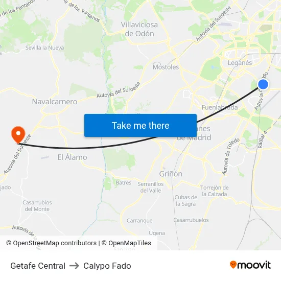 Getafe Central to Calypo Fado map