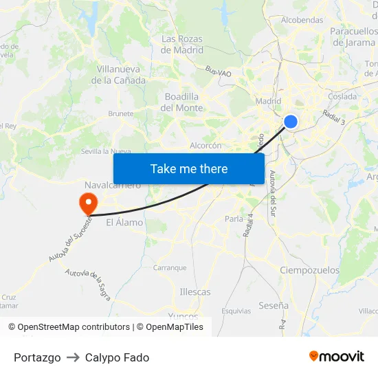 Portazgo to Calypo Fado map