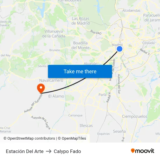 Estación Del Arte to Calypo Fado map
