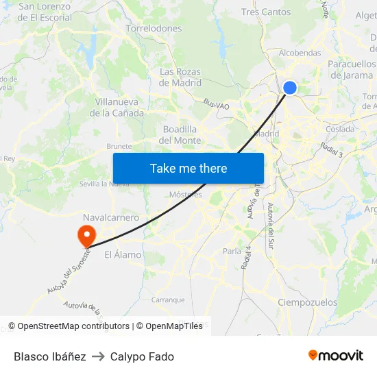 Blasco Ibáñez to Calypo Fado map