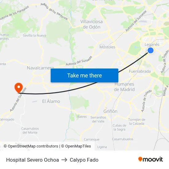 Hospital Severo Ochoa to Calypo Fado map
