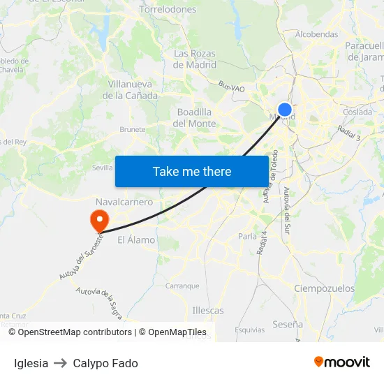 Iglesia to Calypo Fado map